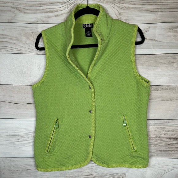 Raffaella Lightweight Green Quilted Vest Trimmed in Corduroy. - Picture 1 of 6